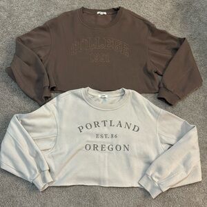 2 GARAGE oversized crop crewnecks small